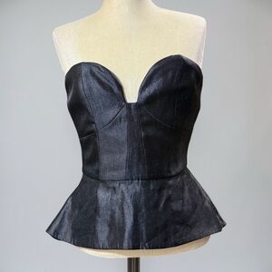 NWT Minty Meets Munt XS Black Satin Peplum Bustier Corset Top Paloma Goth Sleek